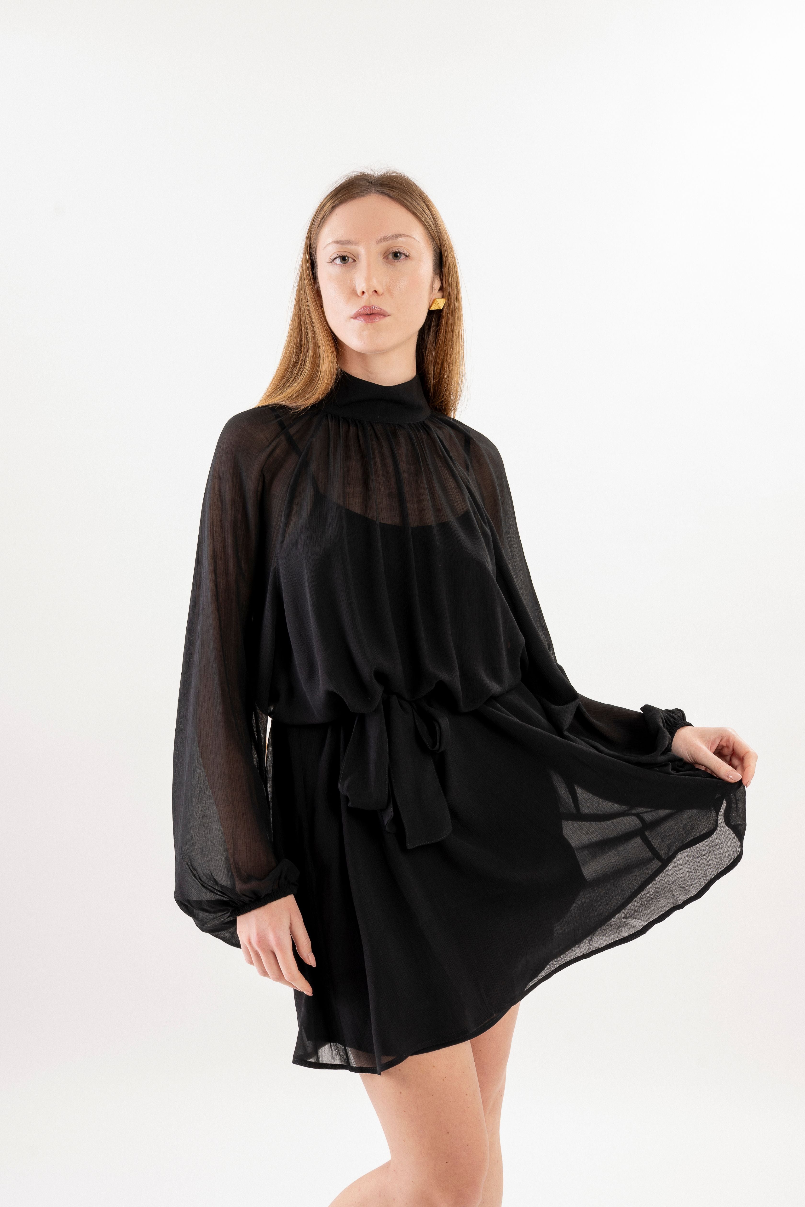 Aura Short Dress - Black