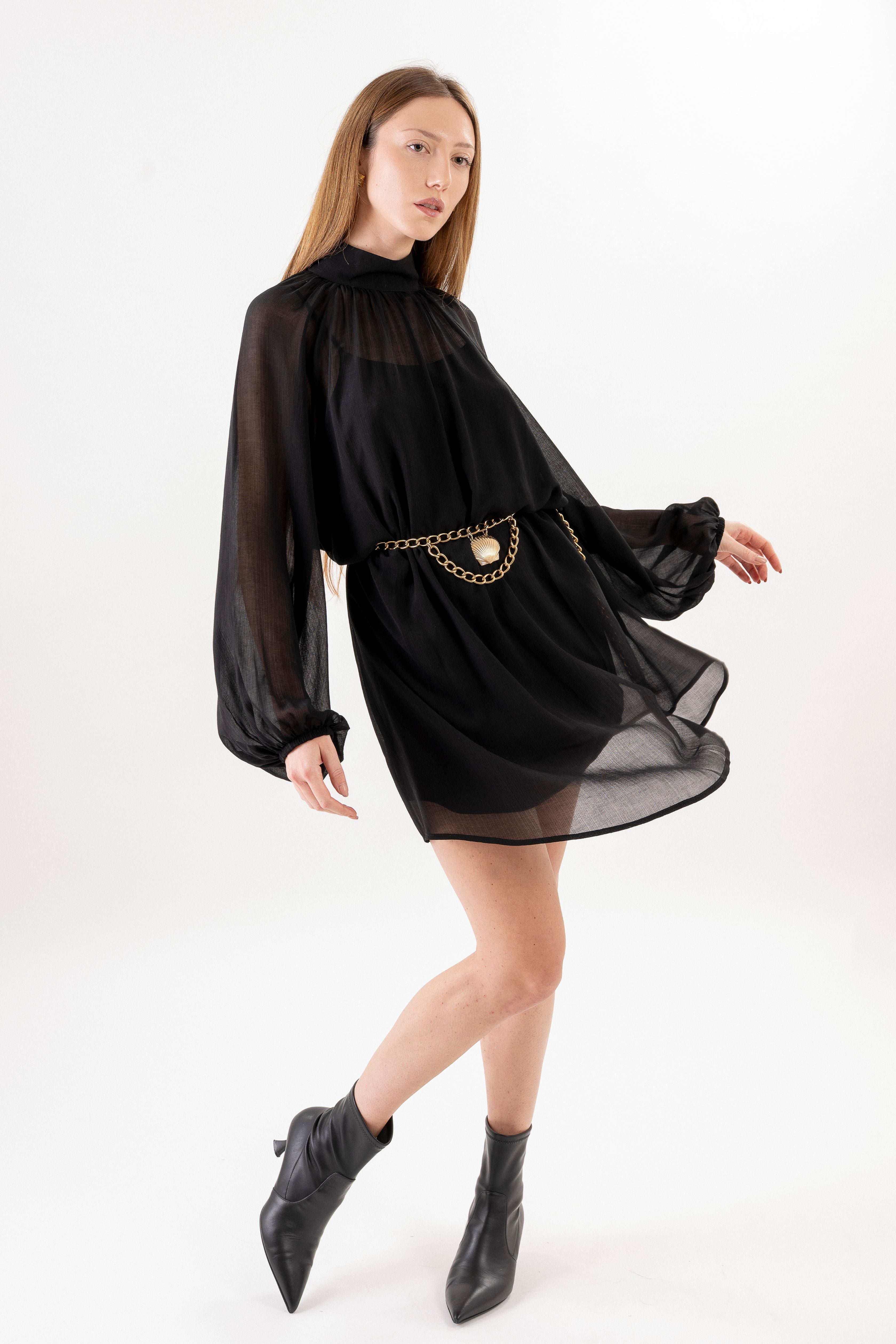 Aura Short Dress - Black