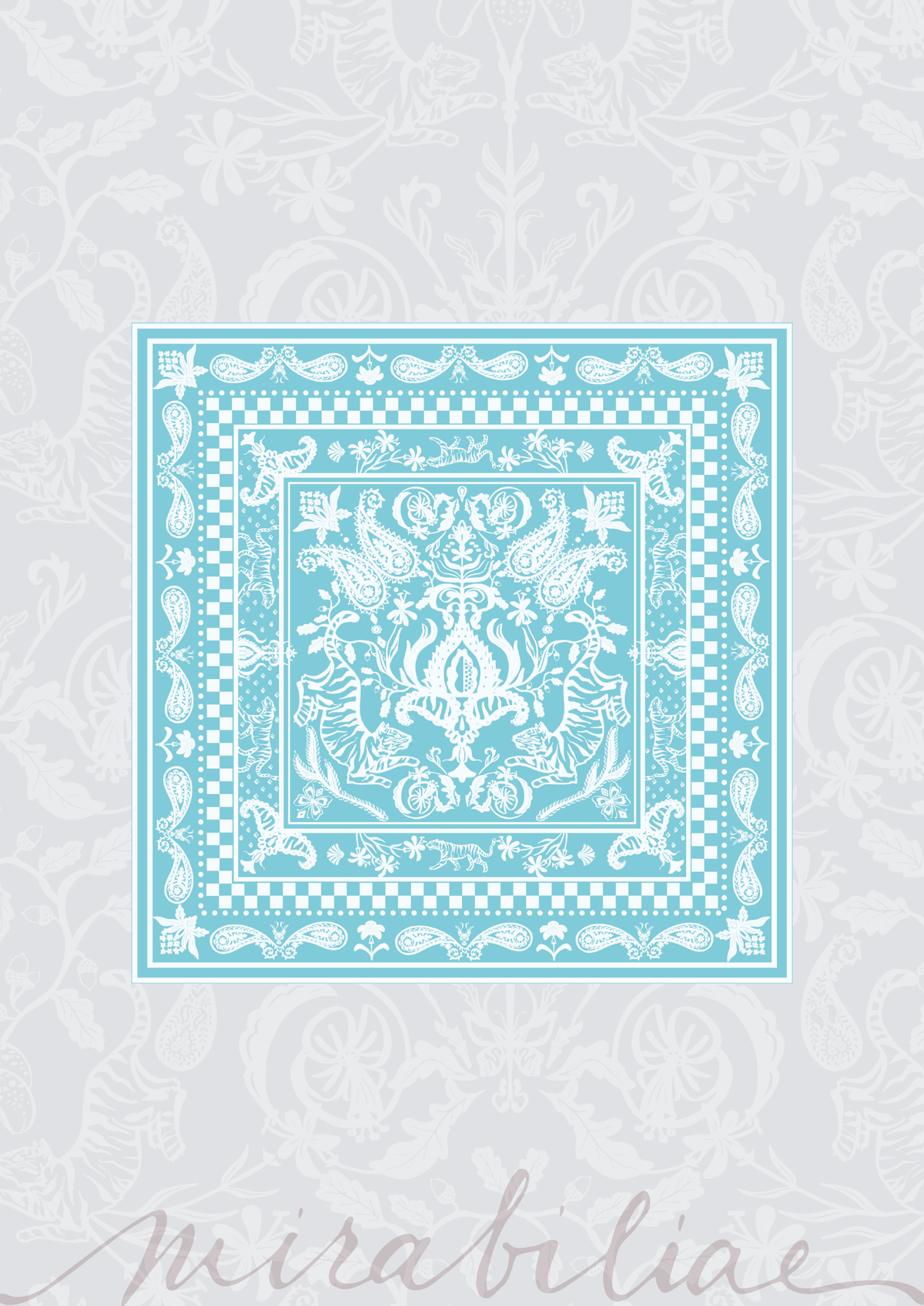 TIGER LILY SILK FOULARD - LIGHT BLUE