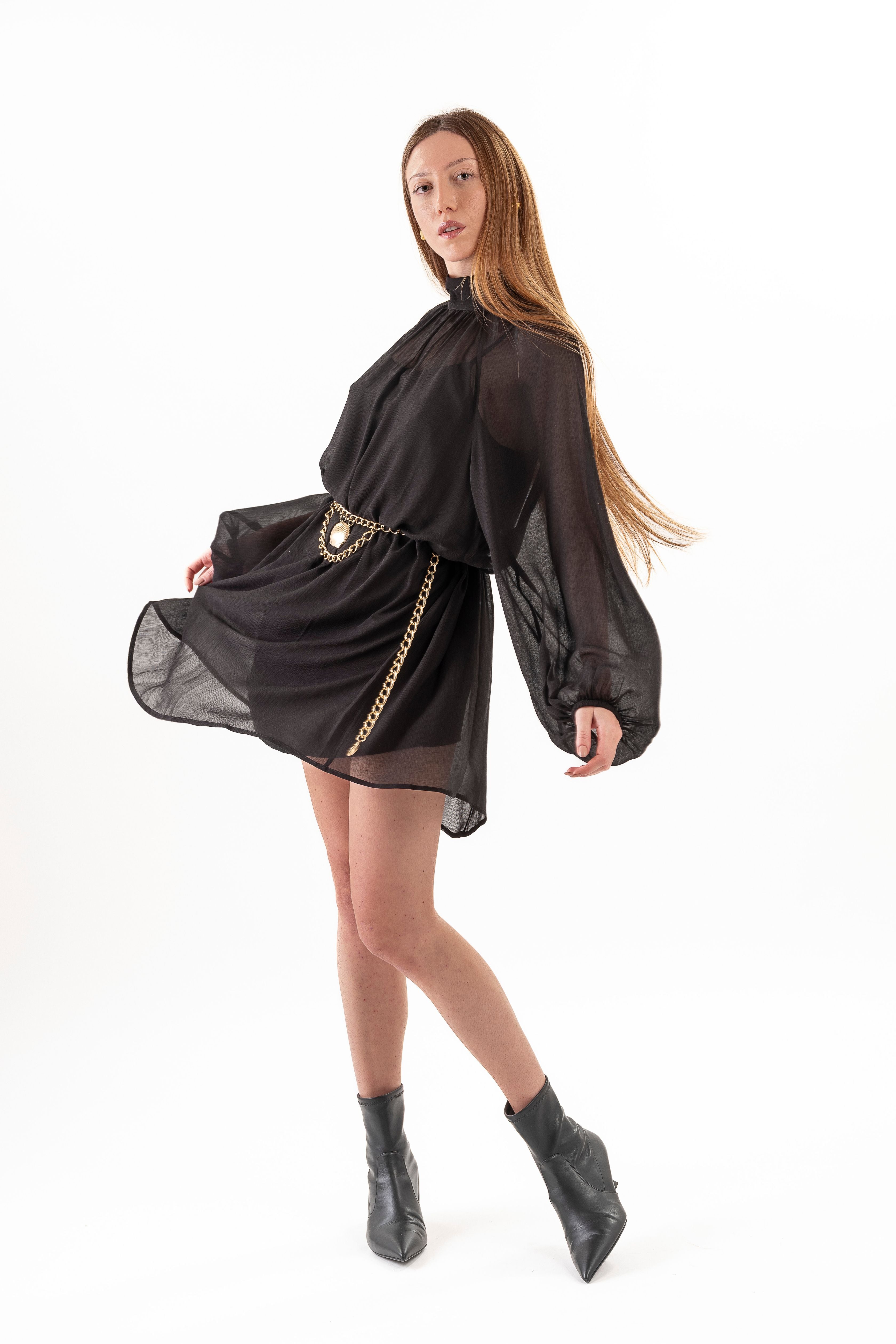 Aura Short Dress - Black