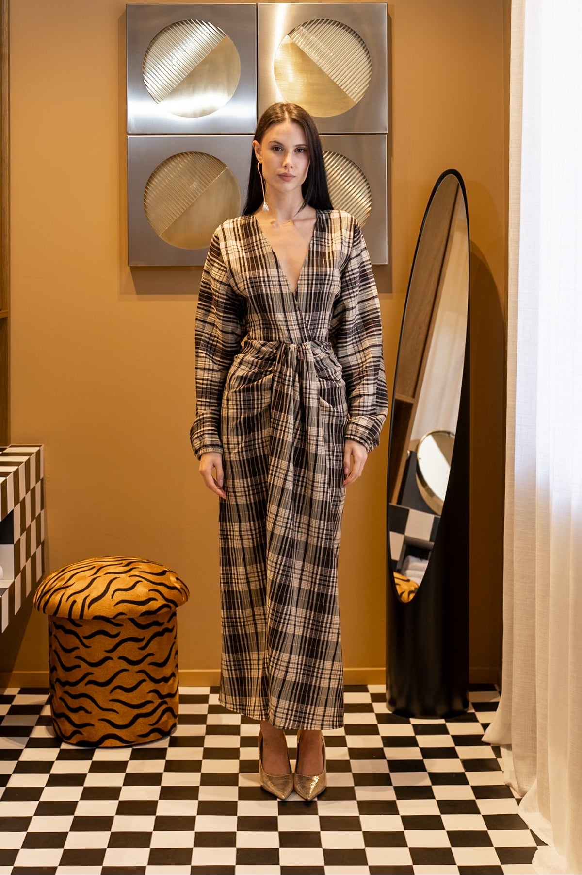EUNICE DRESS - CHOCOLATE CHECK