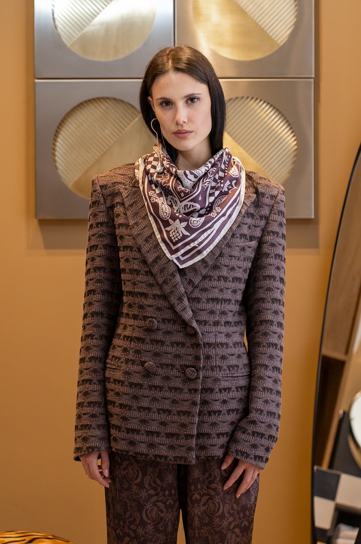 TIGER LILY SILK FOULARD - RUST