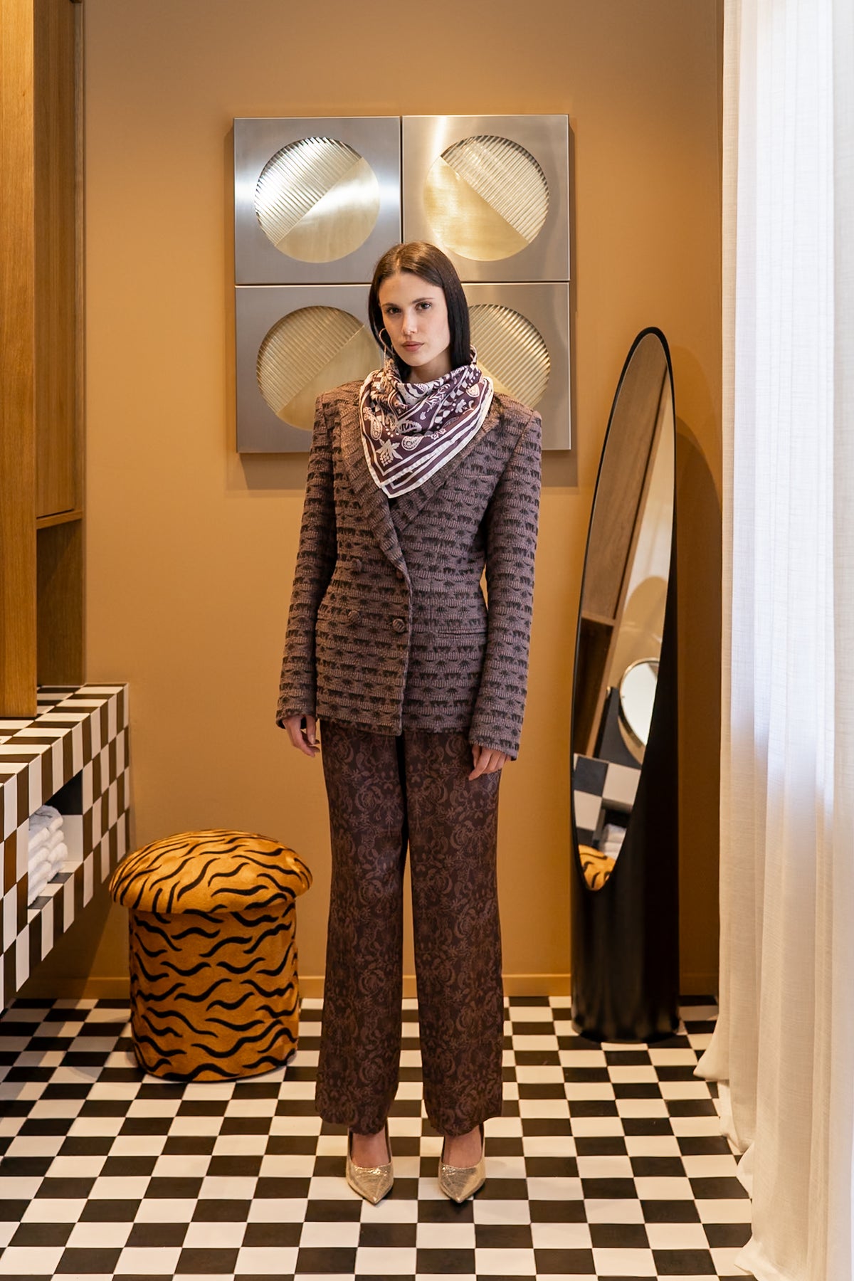 TIGER LILY SILK FOULARD - RUST