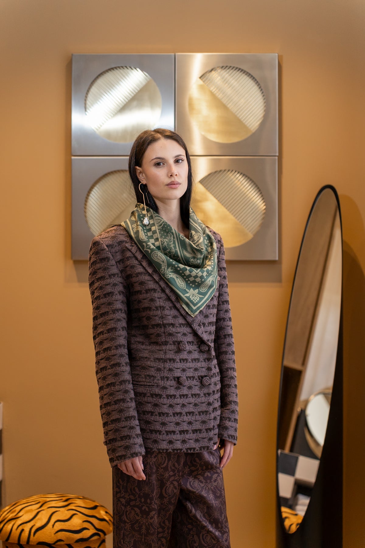 TIGER LILY SILK FOULARD - GREEN