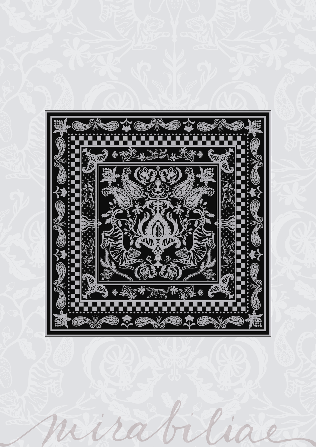 TIGER LILY SILK FOULARD - BLACK