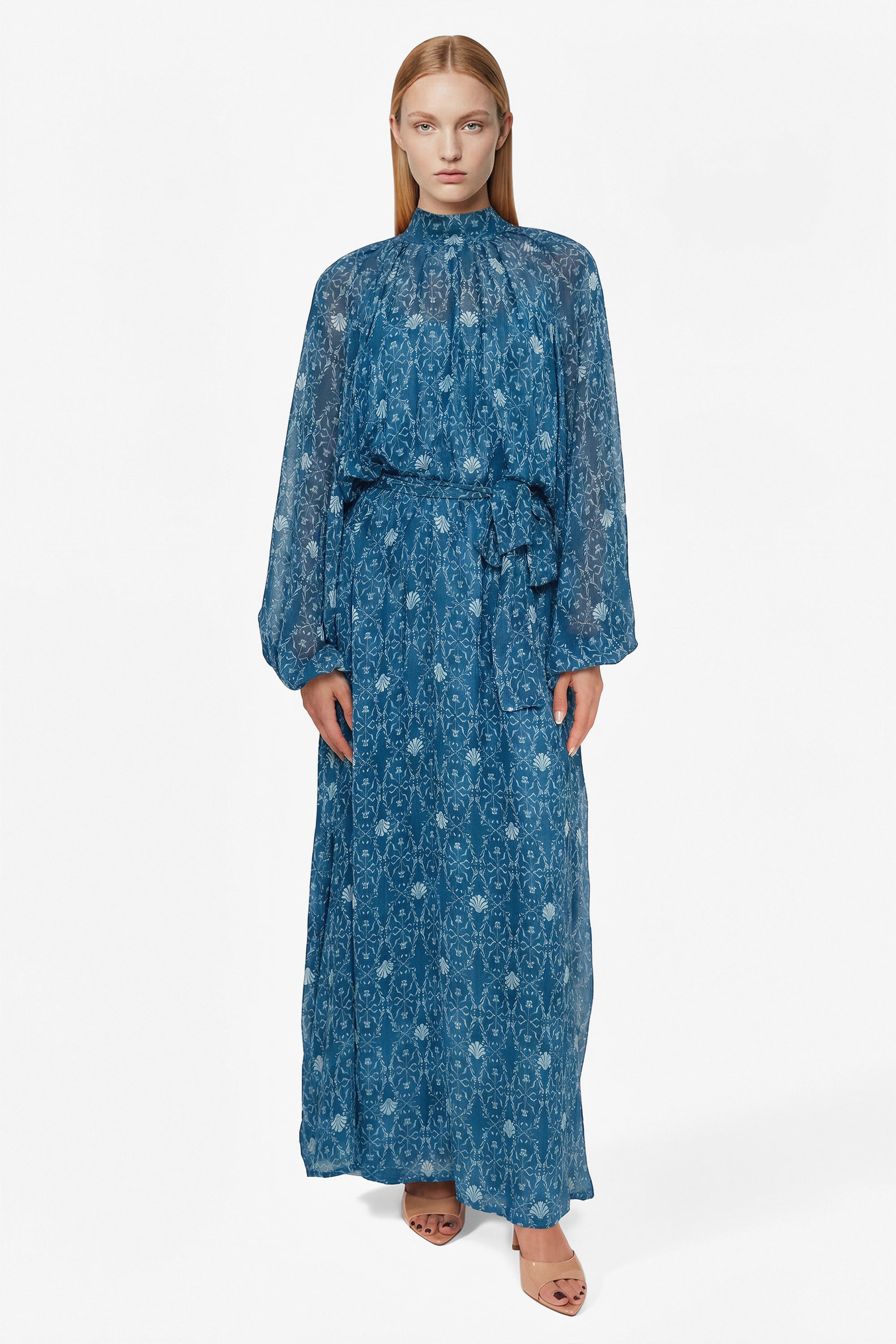 Aura Long Dress - SeaFlower Aqua