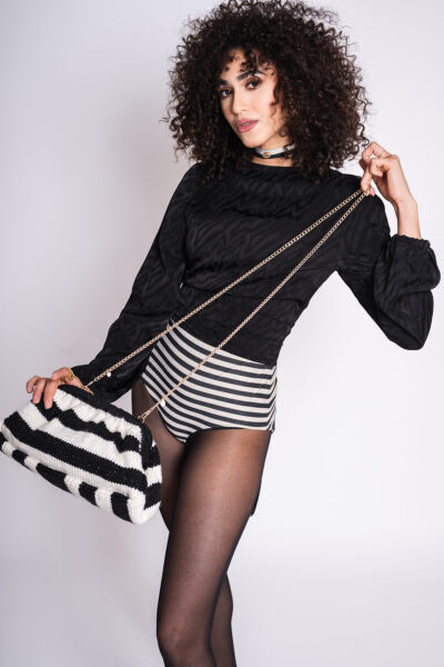 Soulful Crochet Bag - Cream&Black Line