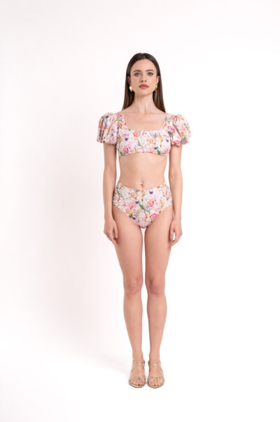 Marea Top + Shell Slip - Milk Peonies