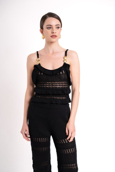 Soft Wave Knitted Top - Black